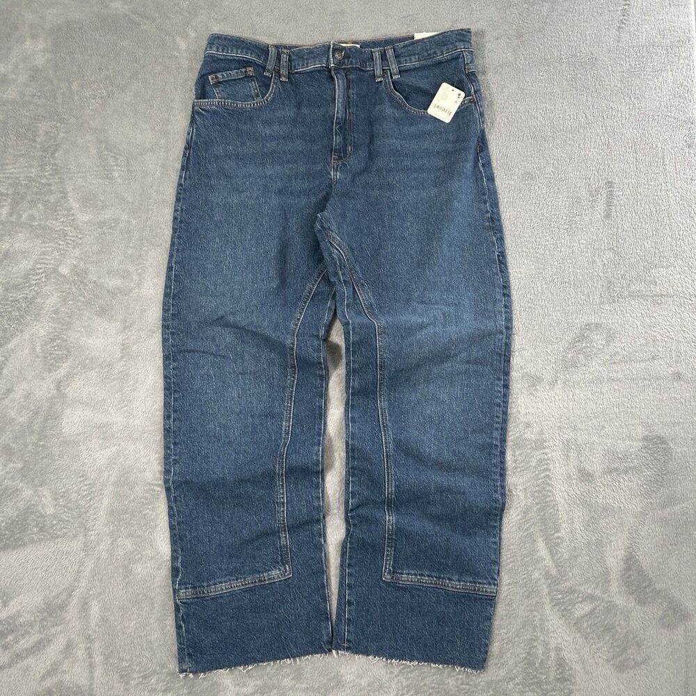 We The Free People Women's Risk Taker High Rise Straight Jeans Size 32 Wide Leg